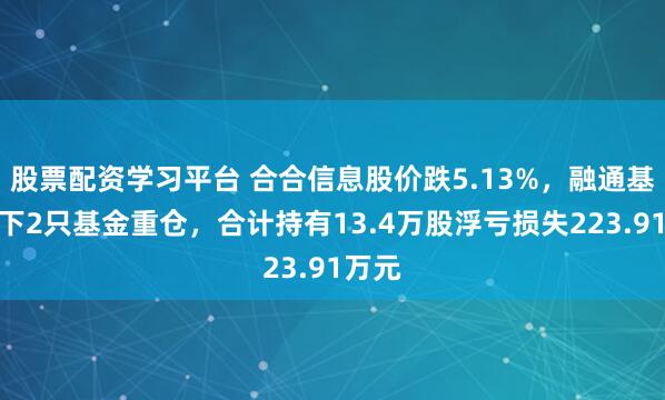 股票配资学习平台 合合信息股价跌5.13%,融通基金旗下2只基金重仓,合计持有13.4万股浮亏损失223.91万元